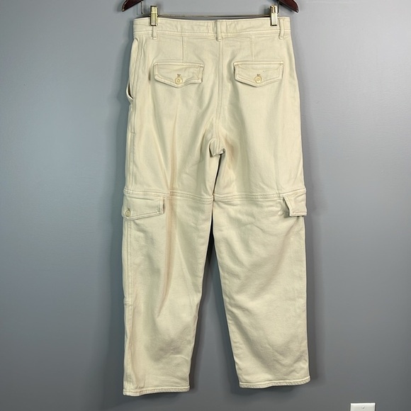 Wilfred Free Aritzia Twill Modern Cargo Pants GD Birch Cream Cotton Size 8 - Picture 7 of 10